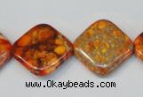 CDE547 15.5 inches 20*20mm diamond dyed sea sediment jasper beads