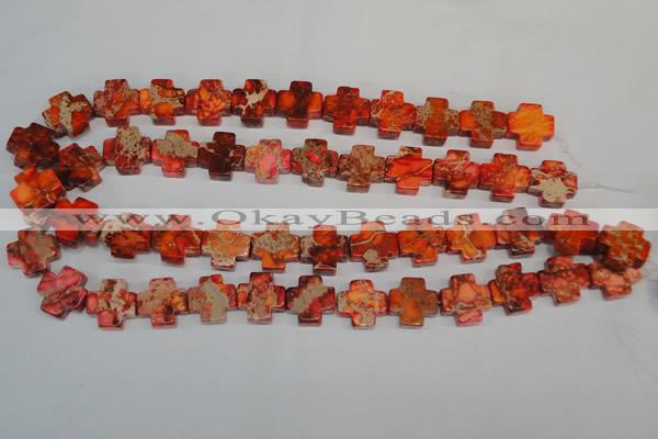 CDE561 15.5 inches 16*16mm cross dyed sea sediment jasper beads