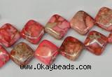 CDE568 15.5 inches 10*10mm diamond dyed sea sediment jasper beads