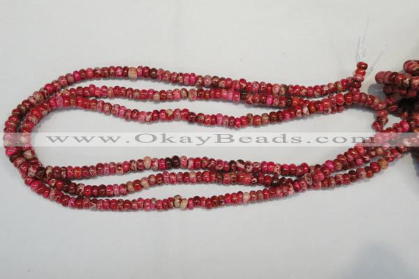 CDE584 15.5 inches 3*6mm rondelle dyed sea sediment jasper beads