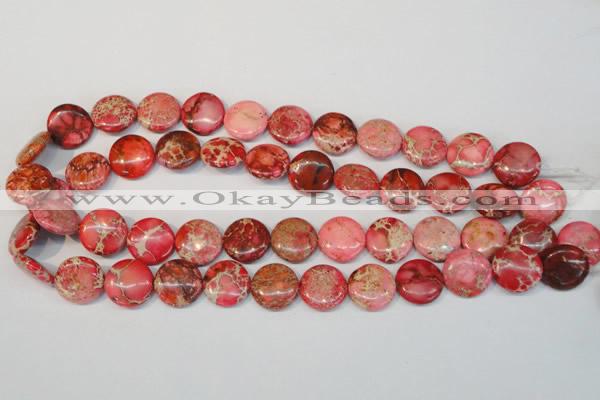 CDE655 15.5 inches 16mm flat round dyed sea sediment jasper beads