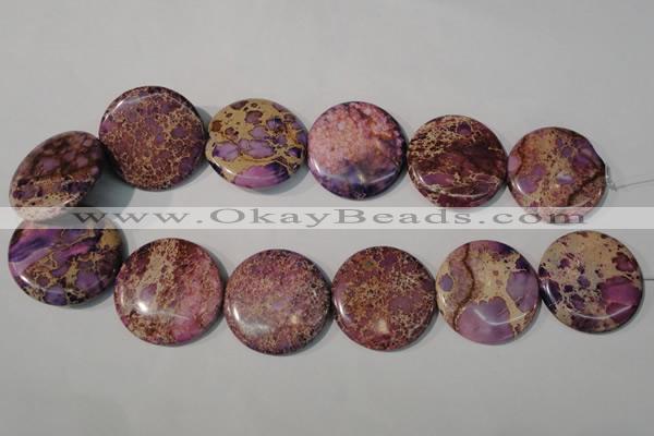 CDE708 15.5 inches 35mm flat round dyed sea sediment jasper beads