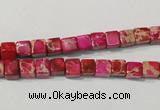 CDE780 15.5 inches 5*5mm cube dyed sea sediment jasper beads