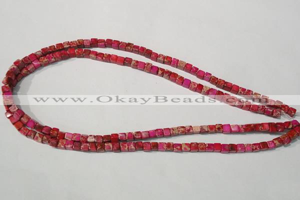 CDE780 15.5 inches 5*5mm cube dyed sea sediment jasper beads