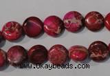 CDE785 15.5 inches 10mm flat round dyed sea sediment jasper beads