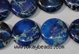 CDE908 15.5 inches 20mm flat round dyed sea sediment jasper beads