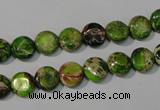 CDE935 15.5 inches 8mm flat round dyed sea sediment jasper beads