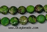 CDE936 15.5 inches 10mm flat round dyed sea sediment jasper beads