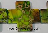 CDE954 15.5 inches 45*45mm cross dyed sea sediment jasper beads