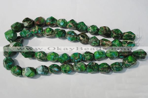 CDE964 15.5 inches 14*17mm faceted nuggets dyed sea sediment jasper beads