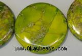 CDI129 15.5 inches 44mm flat round dyed imperial jasper beads