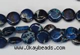 CDI230 15.5 inches 10mm flat round dyed imperial jasper beads