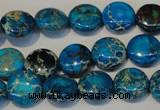 CDI305 15.5 inches 12mm flat round dyed imperial jasper beads