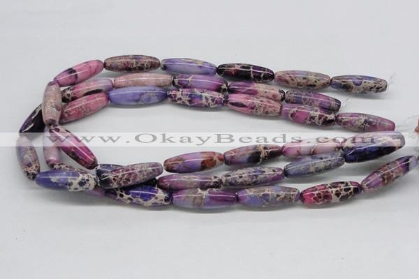 CDI33 16 inches 10*30mm rice dyed imperial jasper beads wholesale