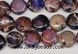 CDI406 15.5 inches 12mm flat round dyed imperial jasper beads