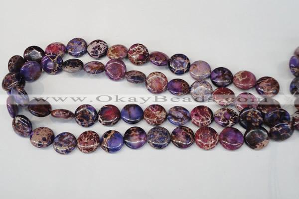 CDI408 15.5 inches 16mm flat round dyed imperial jasper beads