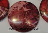 CDI660 15.5 inches 35mm flat round dyed imperial jasper beads