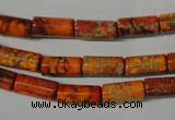 CDI736 15.5 inches 6*12mm tube dyed imperial jasper beads