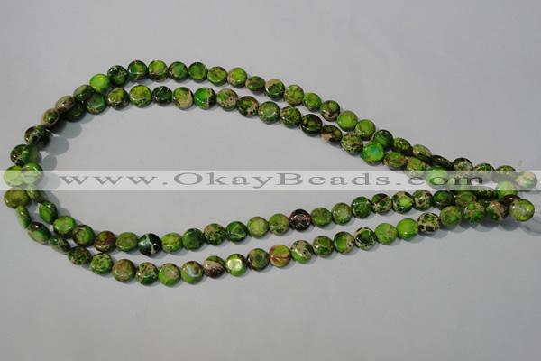 CDI935 15.5 inches 8mm flat round dyed imperial jasper beads