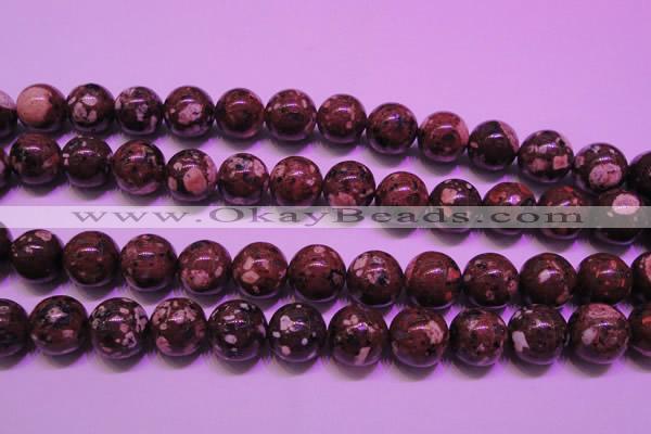 CDM54 15 inches 12mm round strawberry dalmatian jasper beads