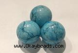 CDN1046 30mm round dyed white howlite decorations wholesale