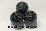 CDN1061 30mm round snowflake obsidian decorations wholesale