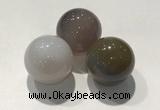 CDN1094 30mm round grey agate decorations wholesale