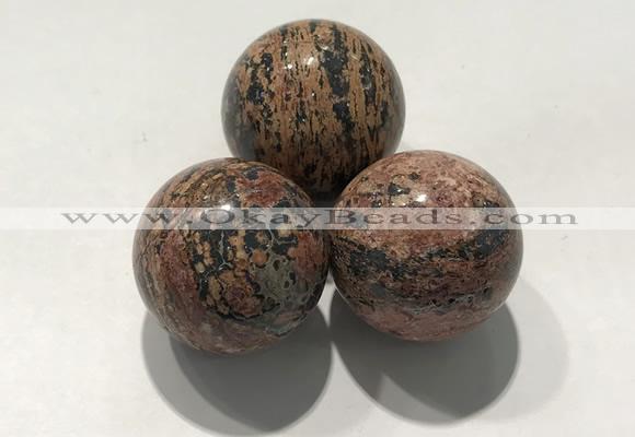 CDN1130 30mm round leopard skin jasper decorations wholesale