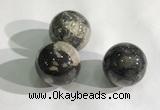 CDN1143 30mm round silver leaf jasper decorations wholesale