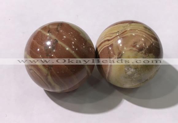 CDN1274 40mm round red picture jasper decorations wholesale