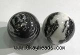 CDN1276 40mm round black & white jasper decorations wholesale