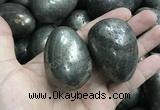 CDN31 38*50mm egg-shaped pyrite gemstone decorations wholesale