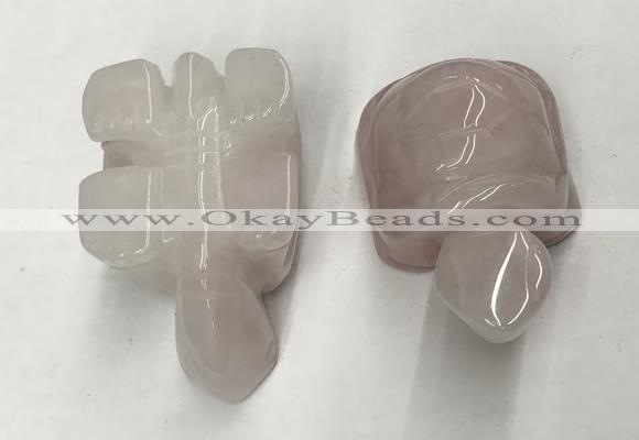 CDN451 38*55*28mm turtle rose quartz decorations wholesale