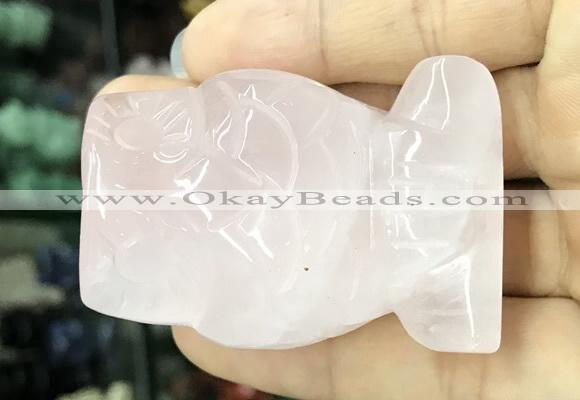 CDN571 35*50mm owl rose quartz decorations wholesale