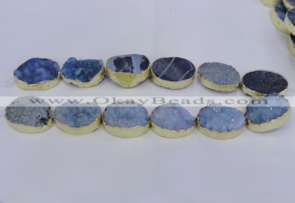 CDQ507 20*30mm - 22*30mm oval druzy quartz beads wholesale