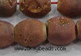 CDQ637 8 inches 12*14mm rice druzy quartz beads wholesale