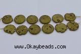 CDQ676 8 inches 30mm flat round druzy quartz beads wholesale