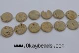 CDQ677 8 inches 30mm flat round druzy quartz beads wholesale