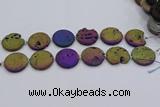 CDQ680 8 inches 30mm flat round druzy quartz beads wholesale