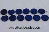 CDQ681 8 inches 30mm flat round druzy quartz beads wholesale