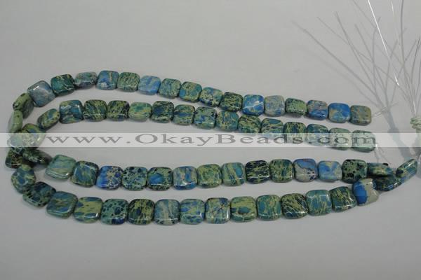 CDS270 15.5 inches 12*12mm square dyed serpentine jasper beads