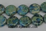 CDS272 15.5 inches 14mm flat round dyed serpentine jasper beads