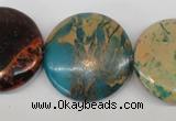 CDS33 15.5 inches 30mm flat round dyed serpentine jasper beads