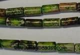 CDT140 15.5 inches 6*12mm tube dyed aqua terra jasper beads