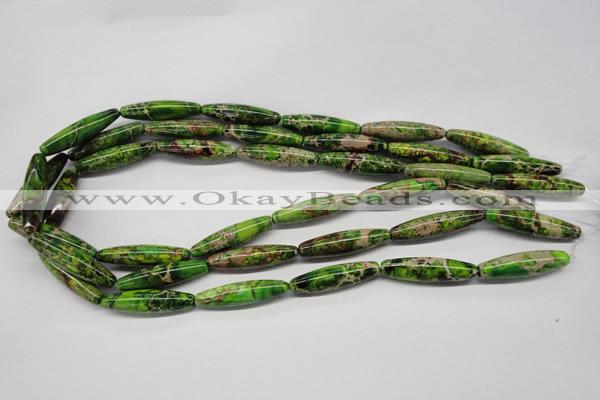 CDT146 15.5 inches 8*30mm rice dyed aqua terra jasper beads