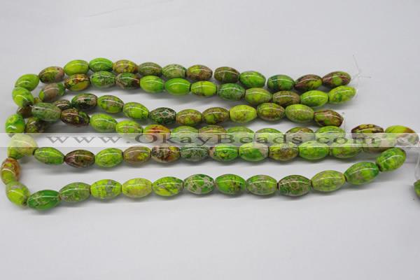 CDT147 15.5 inches 10*15mm rice dyed aqua terra jasper beads