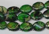 CDT180 15.5 inches 10*14mm oval dyed aqua terra jasper beads