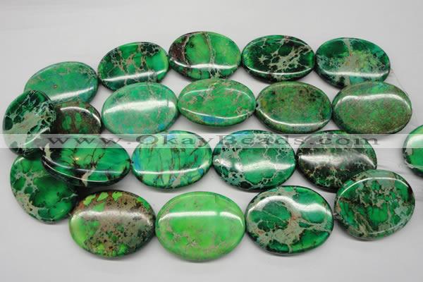 CDT188 15.5 inches 30*40mm oval dyed aqua terra jasper beads