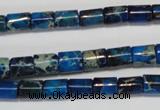 CDT227 15.5 inches 6*8mm tube dyed aqua terra jasper beads