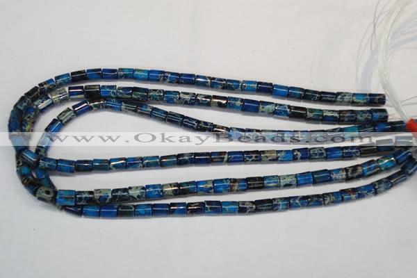 CDT227 15.5 inches 6*8mm tube dyed aqua terra jasper beads